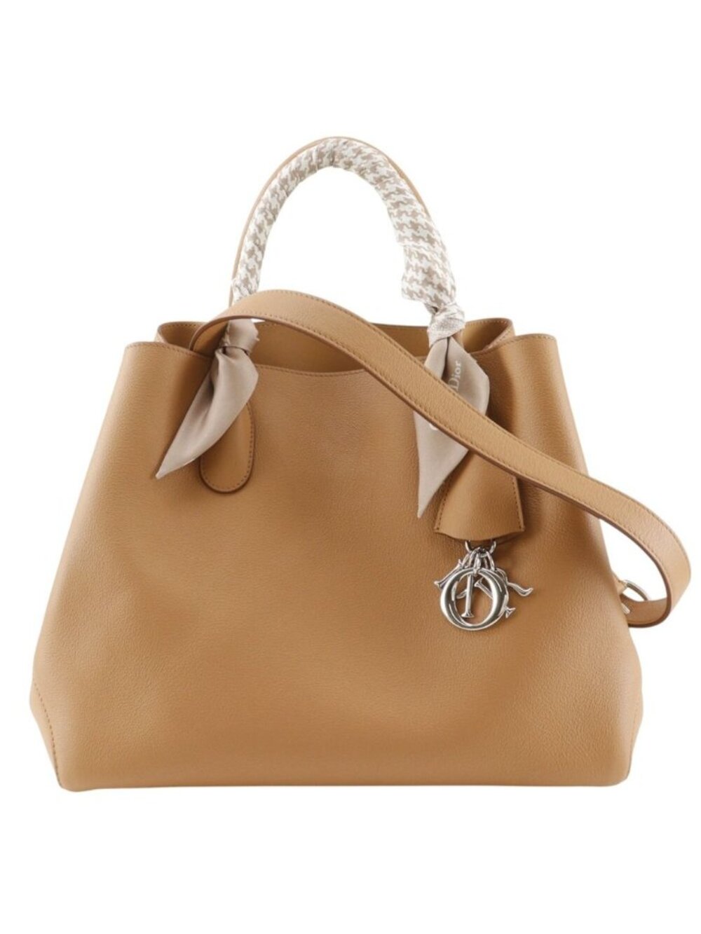 Dior Open Bar Medium 2-Way Shoulder Calfskin Beige Handbag